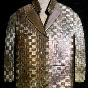 "SUIT JACKET BROOCH, SIGNED DBT, DATED AND TOTALLY LIFE LIKE IMAGE OF JACKET"